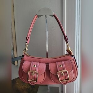 Coach Pink Shoulder Bag with Gold Buckles